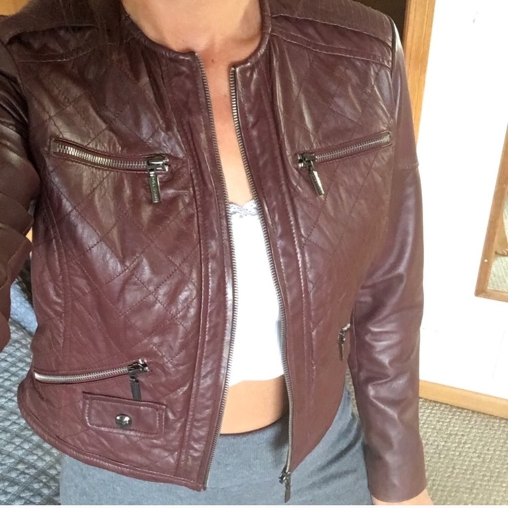 BERNARDO MAROON LEATHER JACKET